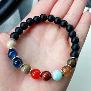 Planets Solar System gemstone stretch bracelet 8mm beads